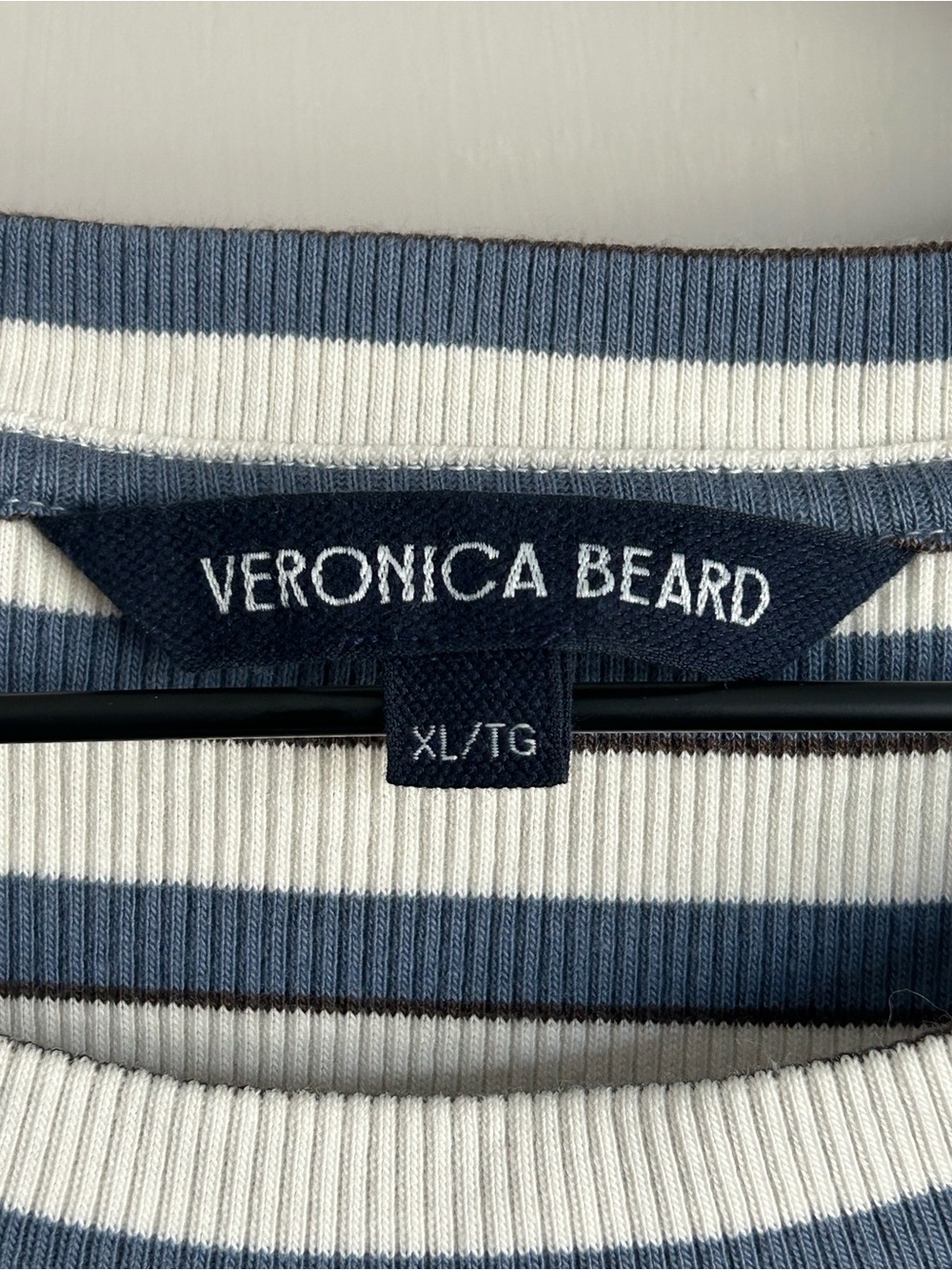 Veronica Beard Delano Puff Sleeve Top Size XL Blue White Stripe - Picture 5 of 8